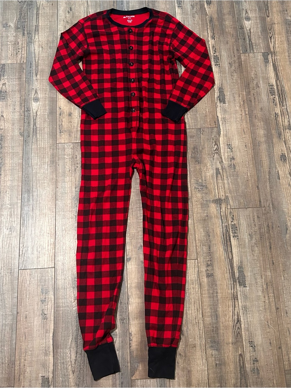 Little Blue House by Hatley Moose Buffalo Plaid One Piece Flap Pajama XS